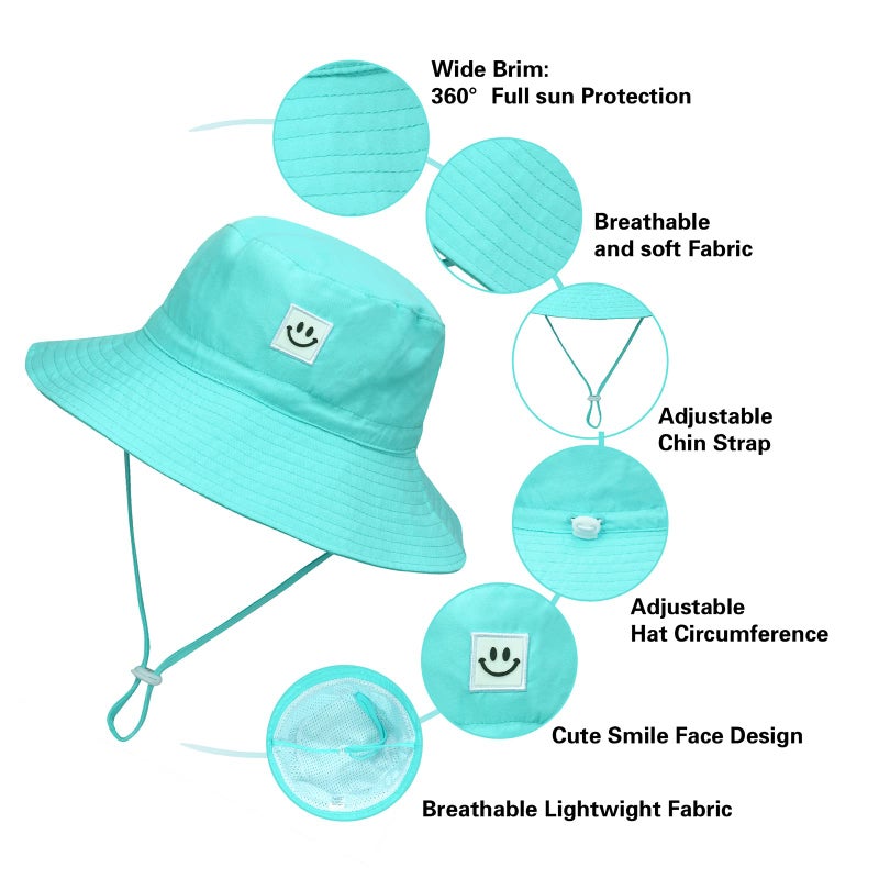 MaxNova Baby Bucket Hats 0-6 Months Sky Blue, Infant - Image 4